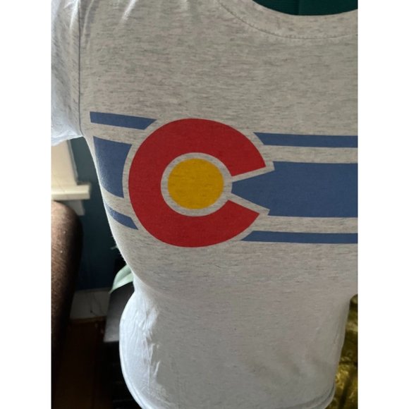 Colorado Super Soft Heather Grey Tee with Red, Blue, Yellow Colorado C Logo - Picture 2 of 4